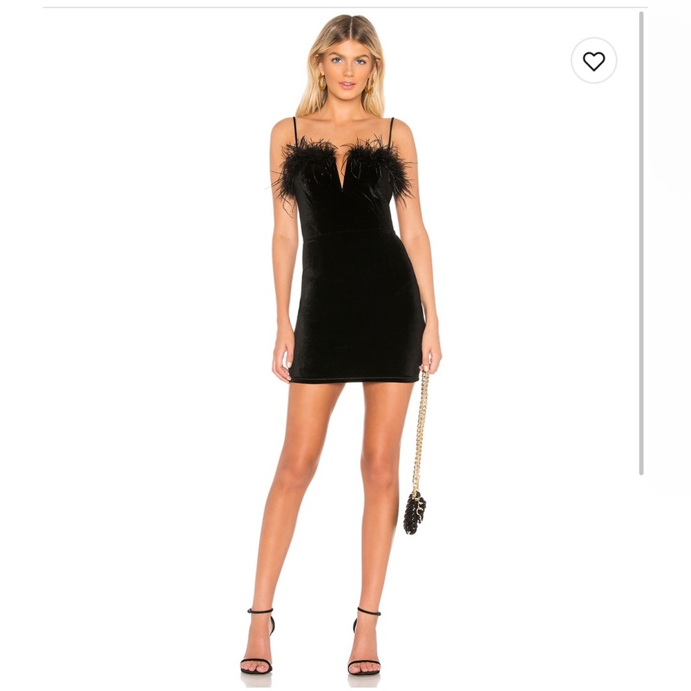 NWT Erika Feather mini dress in black
